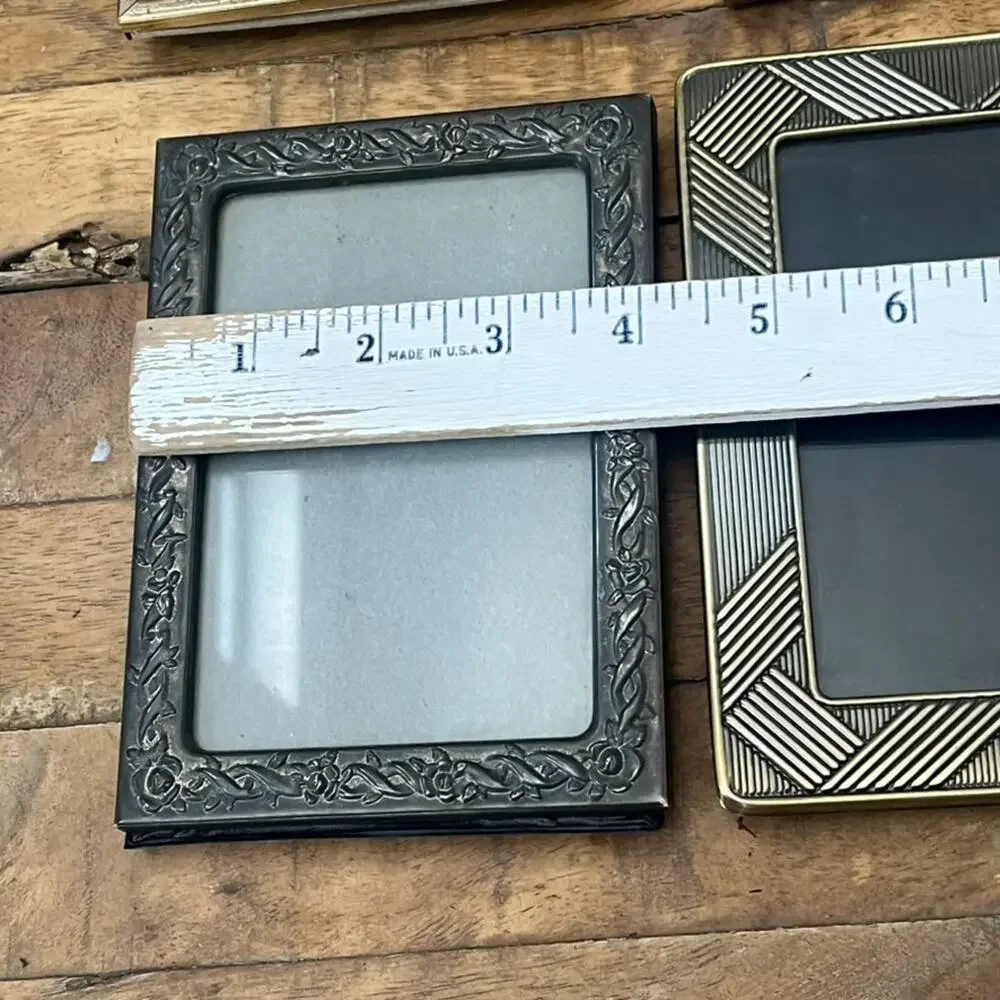 Set of 4 Mixed Silver Plated Picture Frames Ornate & Geometric Patterns